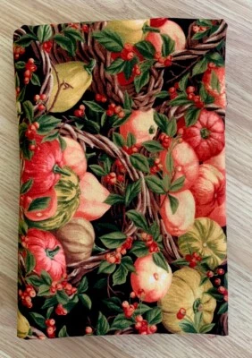 Fall Cotton Fabric By Hobby Lobby Pumpkins Basket Floral Orange Brown 1.5 Yd - Image 1 of 4