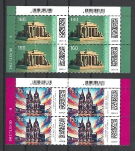 Germany 2023, 2024 Digital Brandenburg Door & Cologne Dome Two MNH Block of Four - Picture 1 of 1