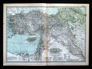 1897 Century Map Asia Minor Turkey Iraq Syria Constantinople Damascus Jerusalem - Picture 1 of 5