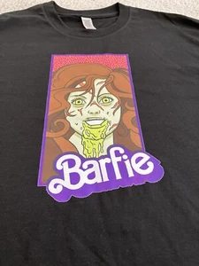 “Barfie” Halloween Barbie Sick Vomit Zombie Scarred Men’s Black Tee Size Small - Picture 1 of 6