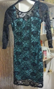 Langarm Abendkleid, Cocktailkleid, Spitze an Dekolleté und Ärmeln - Größe L - Bild 1 von 2