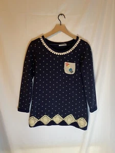Girls Waypoints Crochet Appliqué Sweatshirt Dress Size L - Picture 1 of 3