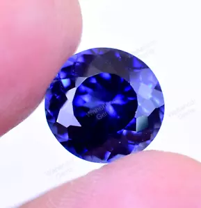 6.95 Ct Natural Royal Blue Sapphire Round Stunning Certified Flawless Gemstone - Picture 1 of 6