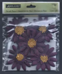 Ashland Fun With Flowers Craft & Scrapbooking Embellishments 5 PCS Purple/Yellow - Picture 1 of 2