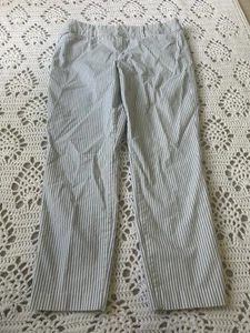 Old Navy Blue White Striped Career Office Straight Leg Pixie Dress Pants Size 12 - Picture 1 of 9