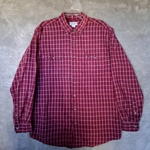 Camisa Carhartt Para Hombres Talla XL Alta Algodón Rojo Franela a Cuadros Abotonada Manga Larga - Imagen 1 de 12