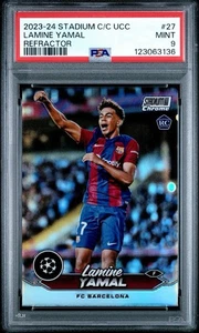 2023-24 Stadium Club Chrome UCC Refractor Lamine Yamal RC Rookie #27 PSA 9 - Picture 1 of 3