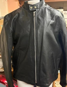 NEW INTERSTATE LEATHER MOTORCYCLE JACKET UNISEX LARGE ZIP OUT LINING - Picture 1 of 7