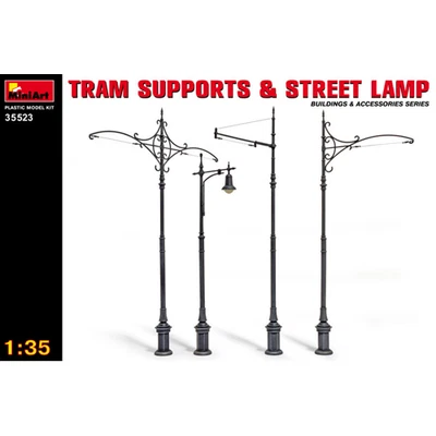 TRAM SUPPORTS AND STREET LAMPS KIT 1:35 Miniart Kit Diorami Modellino Nuovo - Immagine 1 di 2