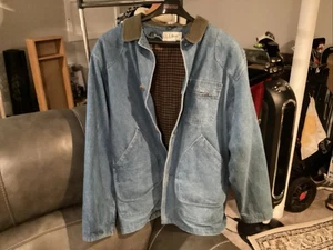 Vintage 80’s LL Bean Denim Jacket Mens Large Chore Barn Removable Plaid Liner - Picture 1 of 14