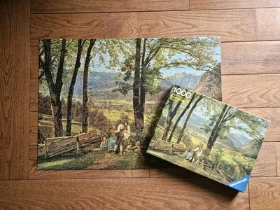 RARE 1982 Ravensburger "ON THE EDGE OF THE WOOD” 1000 Pc Puzzle 100% COMPLETE - Image 1 of 4