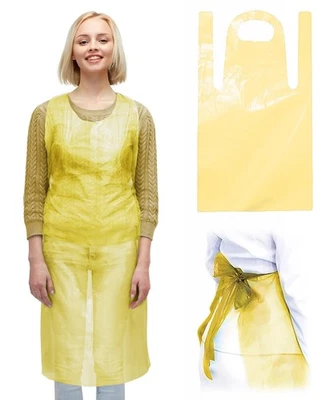 Yellow Plastic Disposable Aprons Adults for Painting, 28 x 46 Inches. Pack of... - Image 1 of 4