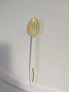 Maßgeschneiderte Produkte Schlitzlöffel #12 weiß Nylon Kunststoff 11 1/2" - Bild 1 von 5