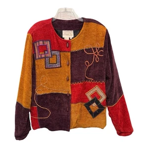 Chaqueta Daniel K Mujer XL Multicolor Retazos Usable Arte Abstracto Geométrico - Imagen 1 de 10