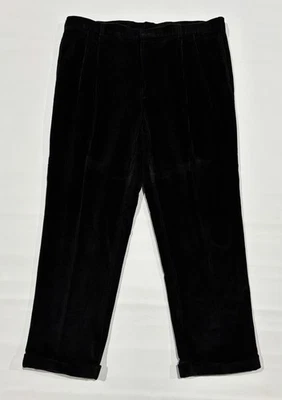 Мужские прямые штаны Jos A Bank из вельвета со складками и манжетами 44x32 черные No2 - Изображение 1 из 4