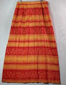 Karen Scott Maxi Skirt Women Size 14 Multi Floral 100% Polyester Vented Side Zip - Picture 1 of 9