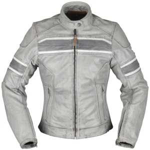 Modeka Iona Lady Lederjacke hellgrau Motorradjacke Damen Büffelleder Thermoweste - Bild 1 von 4