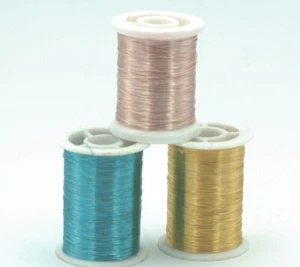 Fine Copper Fly Tying Wire - Colored Blue-Green Gold & Champagne 3 rolls MAT-C19 - Picture 1 of 1