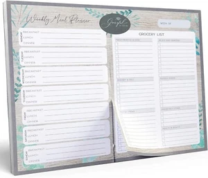 NEW Weekly Meal Planner and Grocery List Magnet Pad Tear Off Notepad For Fridge - Picture 1 of 7