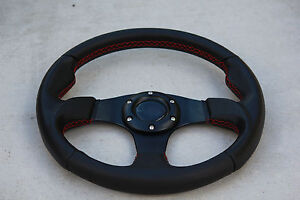 JDM Sport Universal Black Black w/Red Stitching Steering Wheel 320mm Type R CTR