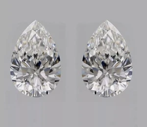 Loose CVD White Diamond Pair 4 x 6 mm Certified Pear D Color IF Clarity - Picture 1 of 7