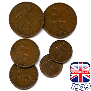 Colección de monedas británicas 1929 George V, 96 años! - Imagen 1 de 2