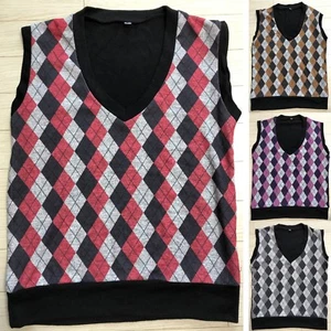 Nuevo Para hombres Elegante Simple Color Arcilla Chaleco Sin mangas Suéter Jumper Cárdigan Prenda para el torso - Imagen 1 de 4