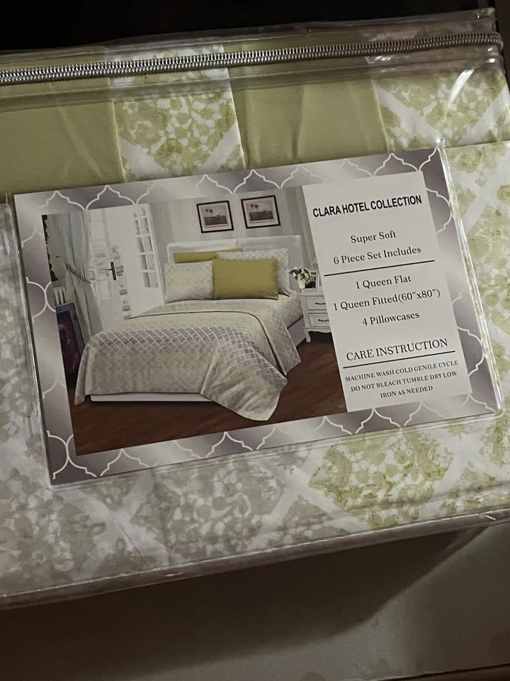 CLARA HOTEL COLLECTION 6 PIECES QUEEN SHEET SET WRINKLE FREE 100% COTTON TOUCH - Image 1 of 1