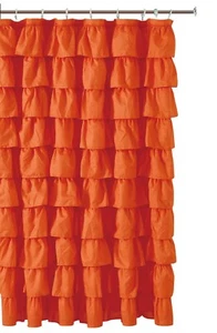 Cortina de ducha de tela con volantes color NARANJA tamaño 72 x72 pulgadas - Imagen 1 de 7