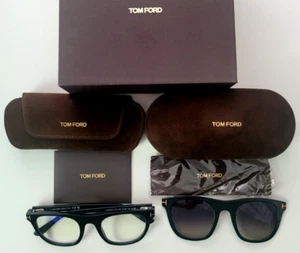 Tom Ford TF5895-B Eyeglasses Blue Block Sunglasses Clip on Black 51-23-145 Italy - Picture 1 of 7