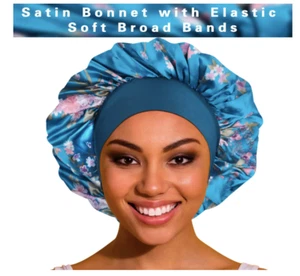Women 3PK Satin Fabric Head Bonnet Silk Night Sleep Shower Cap Hair Head Covers - Picture 1 of 17