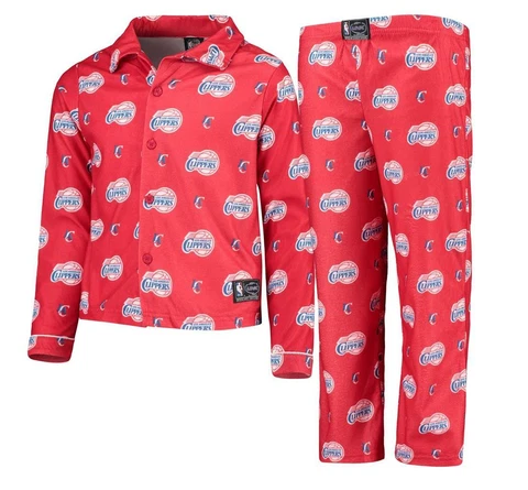 L.A. Clippers UNK Youth All Over Two-Piece Pajama Set - Red Sz. M Cover