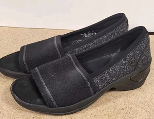 Scarpe Bzees Kudos slip on punta aperta donna nere fascia elastica donna taglia 7,5M - Foto 1 di 11