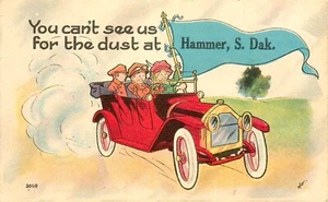 HAMMER, SD, ANTIQUE AUTO BANNER GREETING, VINTAGE POSTCARD (W417) - Picture 1 of 2