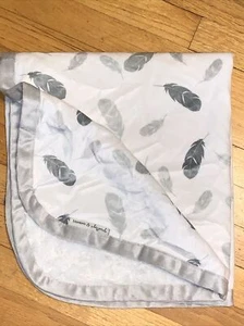 Blankets & Beyond Gray Feathers/White Rosette Swirl Baby Blanket/Lovey - Picture 1 of 5