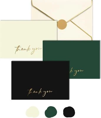 48 шт. благодарственные открытки с конвертами 4x6, зеленые свадебные открытки золотая фольга - Изображение 1 из 4