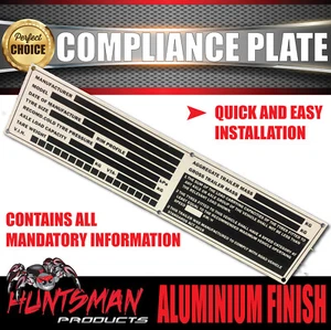 Large Trailer Caravan Vin Plate Compliance Plate ID Tag Aluminium 220mm x 50mm - Picture 1 of 4