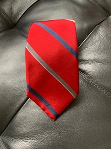 Oscar de la Renta Mens Slim Silk Repp Necktie Tie Red w/stripes  3"x57" - Picture 1 of 6