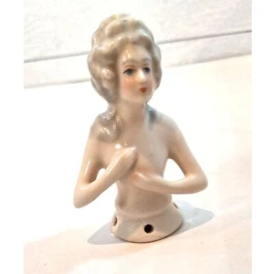 Busto cabeza media muñeca porcelana antiguo reparado - Imagen 1 de 5