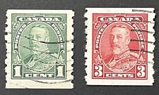 CANADA  KING GEORGE V  COIL STAMPS  -  SC 228 & 230. KGV.  USED