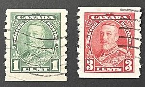 CANADA KING GEORGE V COIL STAMPS - SC 228 & 230. KGV. USED - Picture 1 of 1