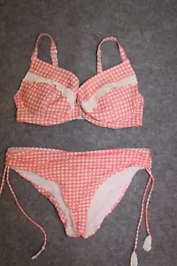 BIKINI SET GRÖSSE 44 (80F) ORANGE WEISS MIT BÜGEL SCHAUMSTOFF BRITNEY SPEARS - Bild 1 von 2