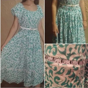 GREEN SUMMER FASHION WOMEN DRESS COTTON - Picture 1 of 7