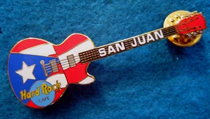 SAN JUAN PUERTO RICO NATIONAL FLAG QUATRO FLAG GUITAR Hard Rock Cafe PIN TACK - Picture 1 of 1