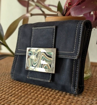 Cartera Continental Denim Vintage Fendi Foto 1 de 4