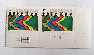 Horizontal Block of Two (2) 37c US Postage Stamps 2004 #3818 Kwanzaa MNH - Picture 1 of 1