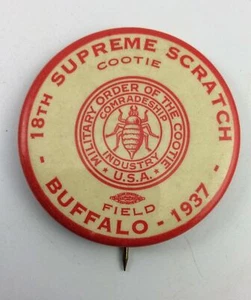 Buffalo 1937 Orden Militar del Cootie celuloide pinback 18º rasguño supremo - Imagen 1 de 2