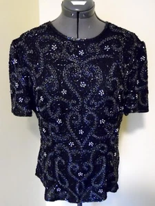 ¡Vintage! Top con cuentas Stenay, manga corta ~ ideal para cualquier ocasión ~ talla grande - Imagen 1 de 12