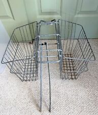 Vintage Bicycle Rear Saddle Basket Wire Metal Double Sided