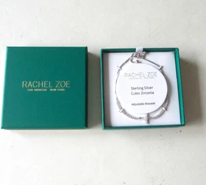 Rachel Zoe Cubic Zirconia Cross Sterling Silver 925 Adjustable Slider Bracelet - Picture 1 of 6